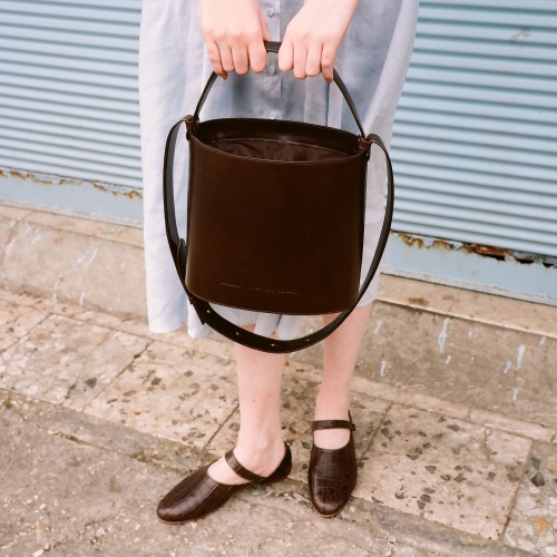 Champagne Bucket Bag, deep brown #